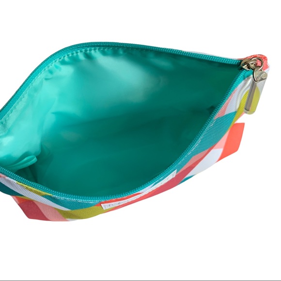 NEW Clinique Tyler Dawson Geometric Pink Pastel Rectangles Makeup Cosmetic Bag - Picture 4 of 5